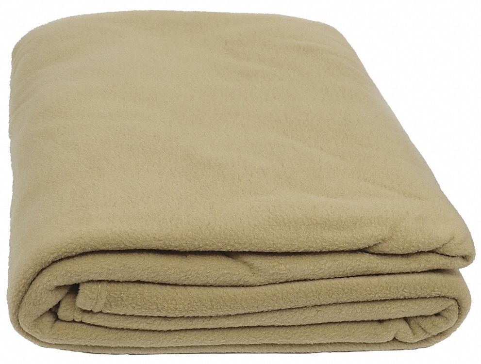 R & R TEXTILE Fleece Blanket: Full, Beige, 80 in Wd, 90 in Lg, 100 