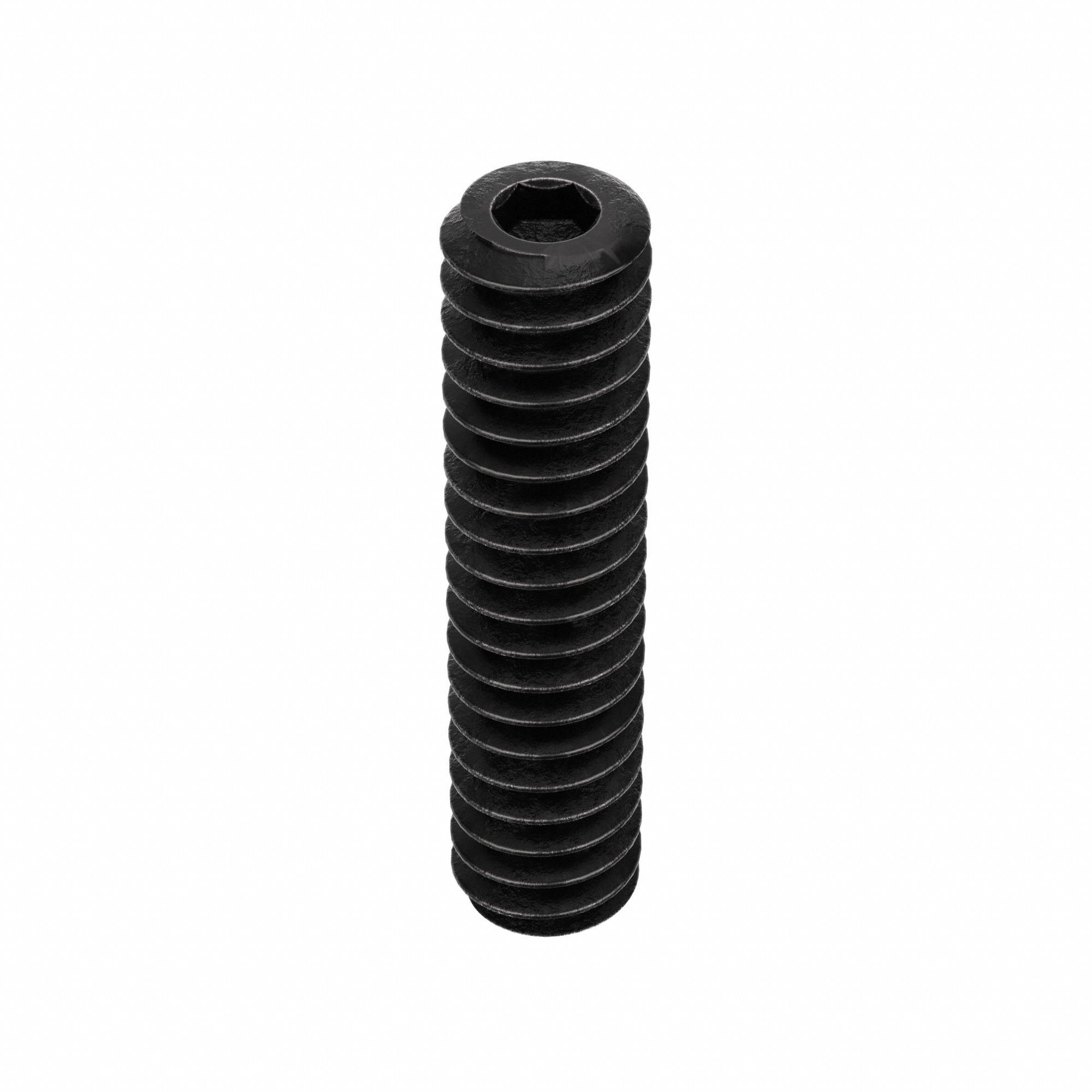 Socket Set Screw: #4-40 Thread Size, 1/2 in Overall Lg, Cup pt, Alloy Steel, Black Oxide, 100 PK