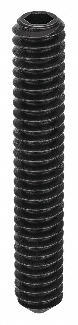 Socket Set Screw: #10-24 Thread Size, 1 1/4 in Overall Lg, Cup pt, Alloy Steel, Black Oxide, 100 PK