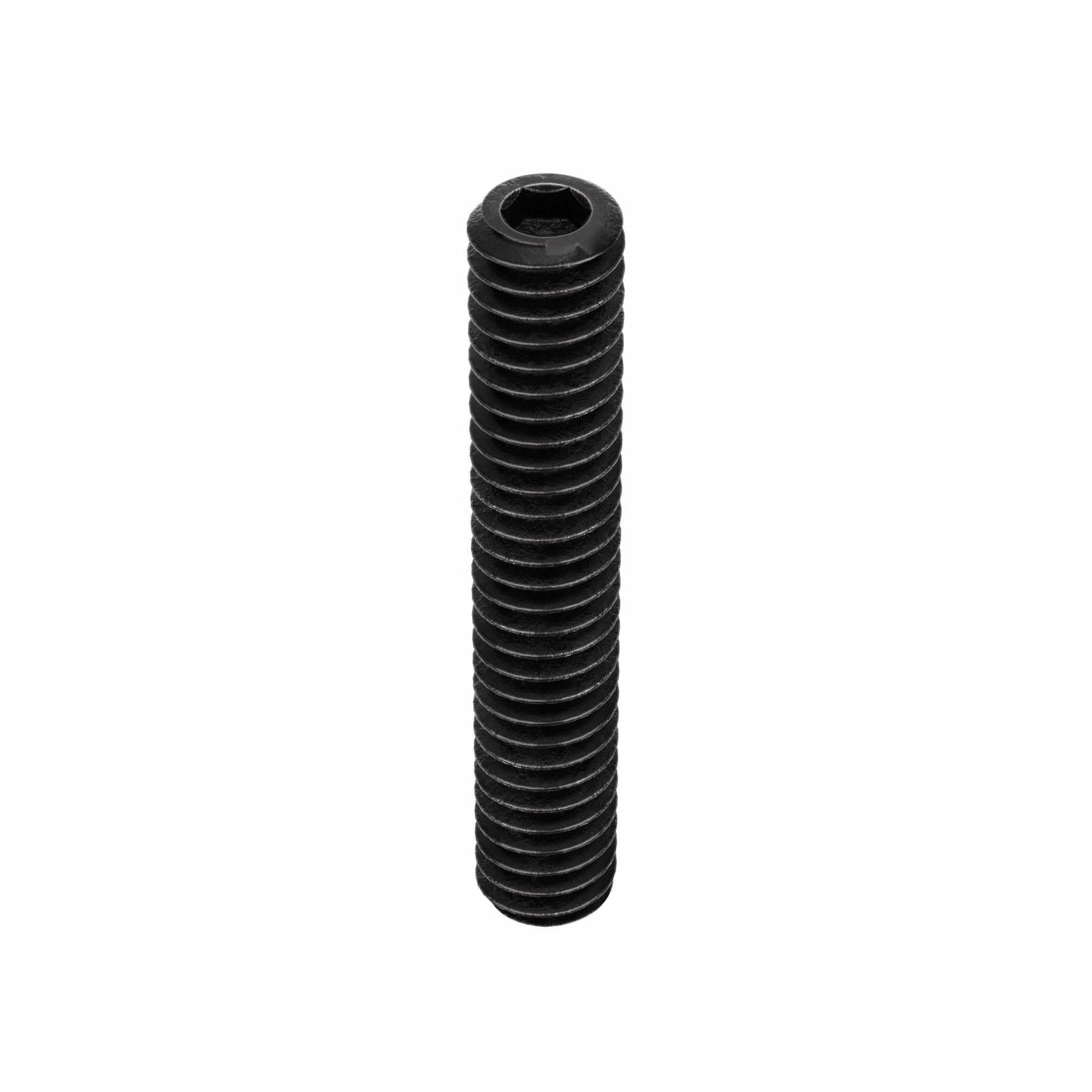 Socket Set Screw: 1/4"-20 Thread Size, 1 1/2 in Overall Lg, Cup pt, Alloy Steel, Black Oxide, 100 PK