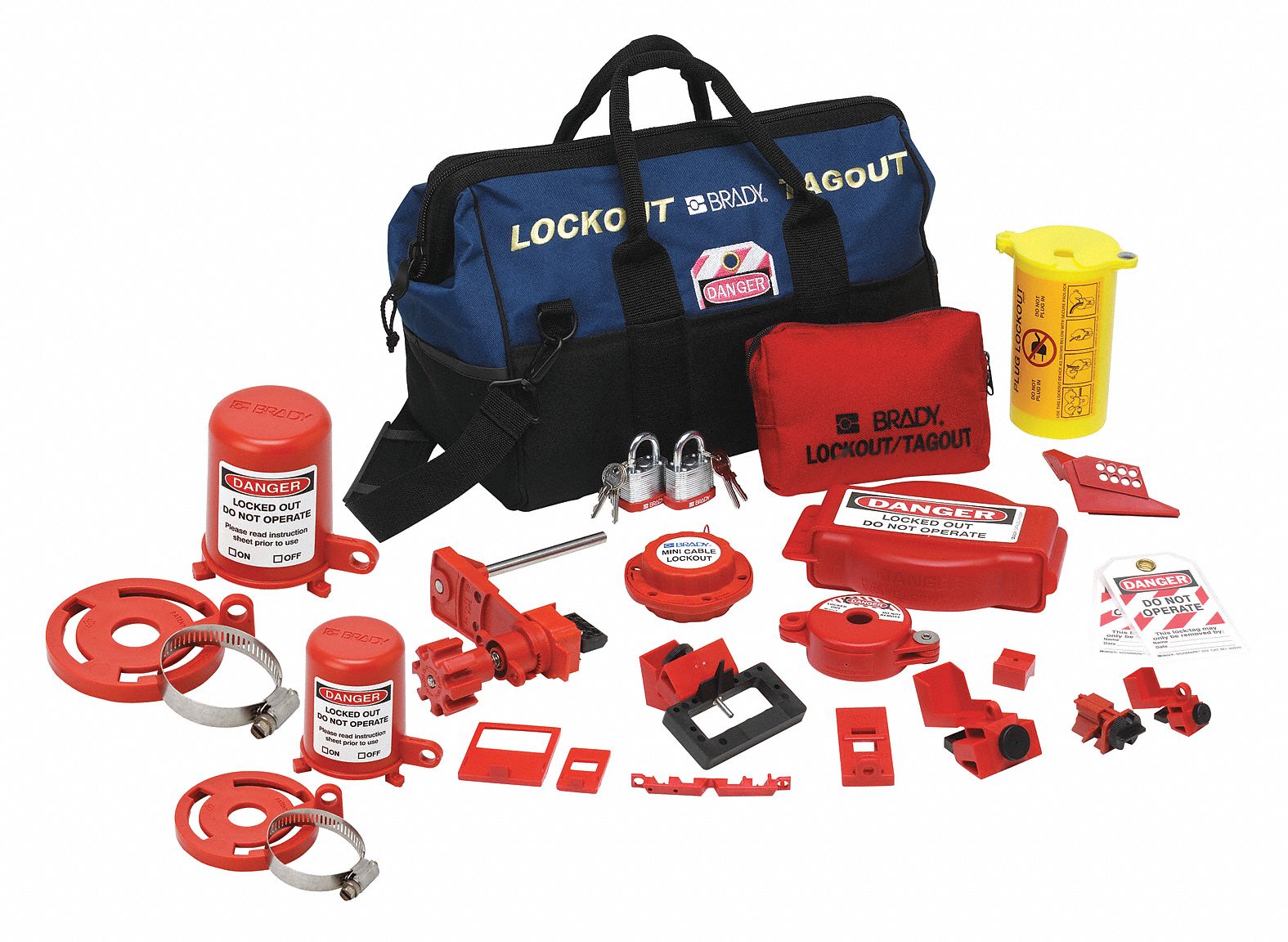 BRADY Portable Lockout Kit, Filled, Electrical/Valve Lockout, Duffel