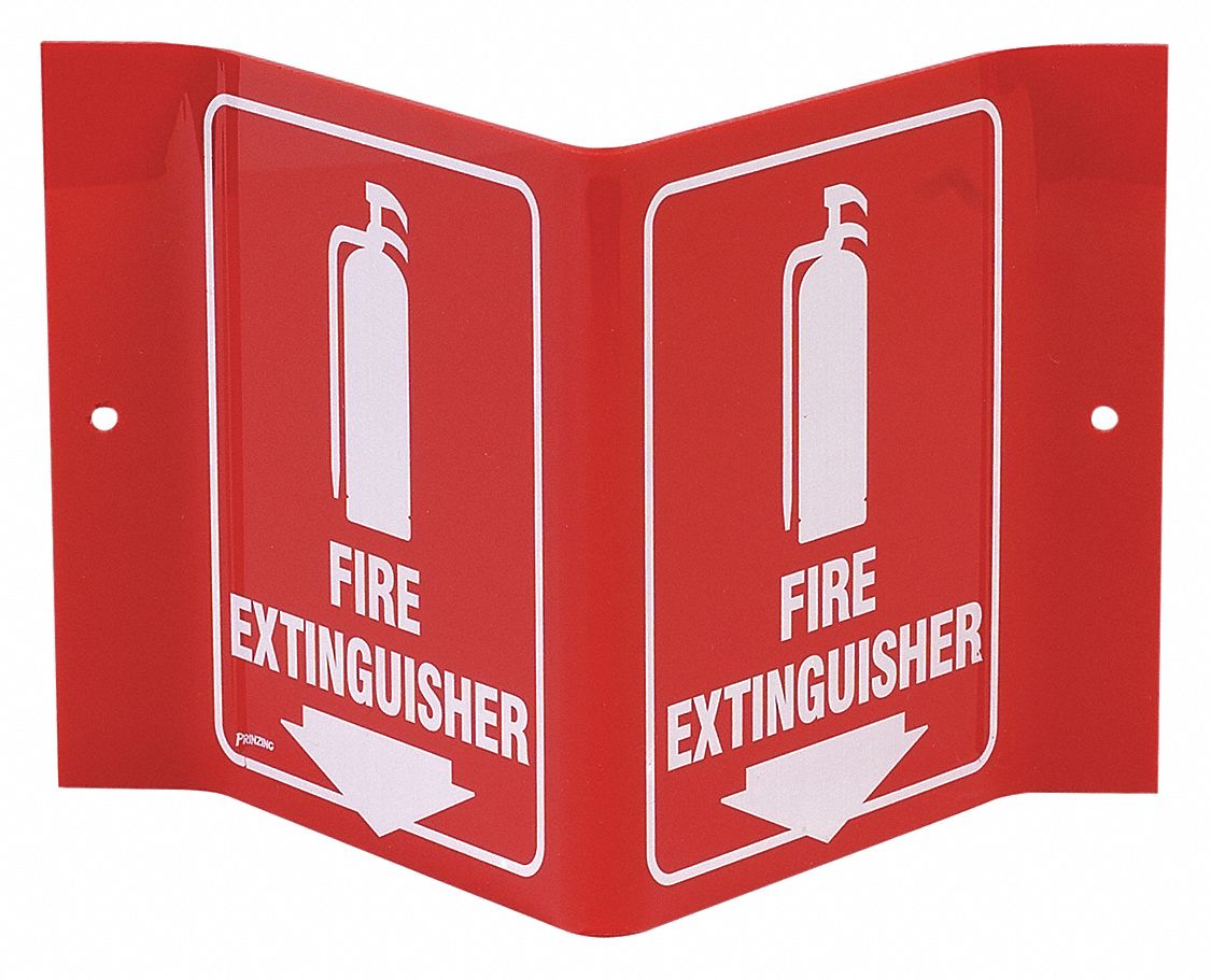 FIRE EXTINGUISHER SIGN,6"HX8"W,WHT/R,ENG