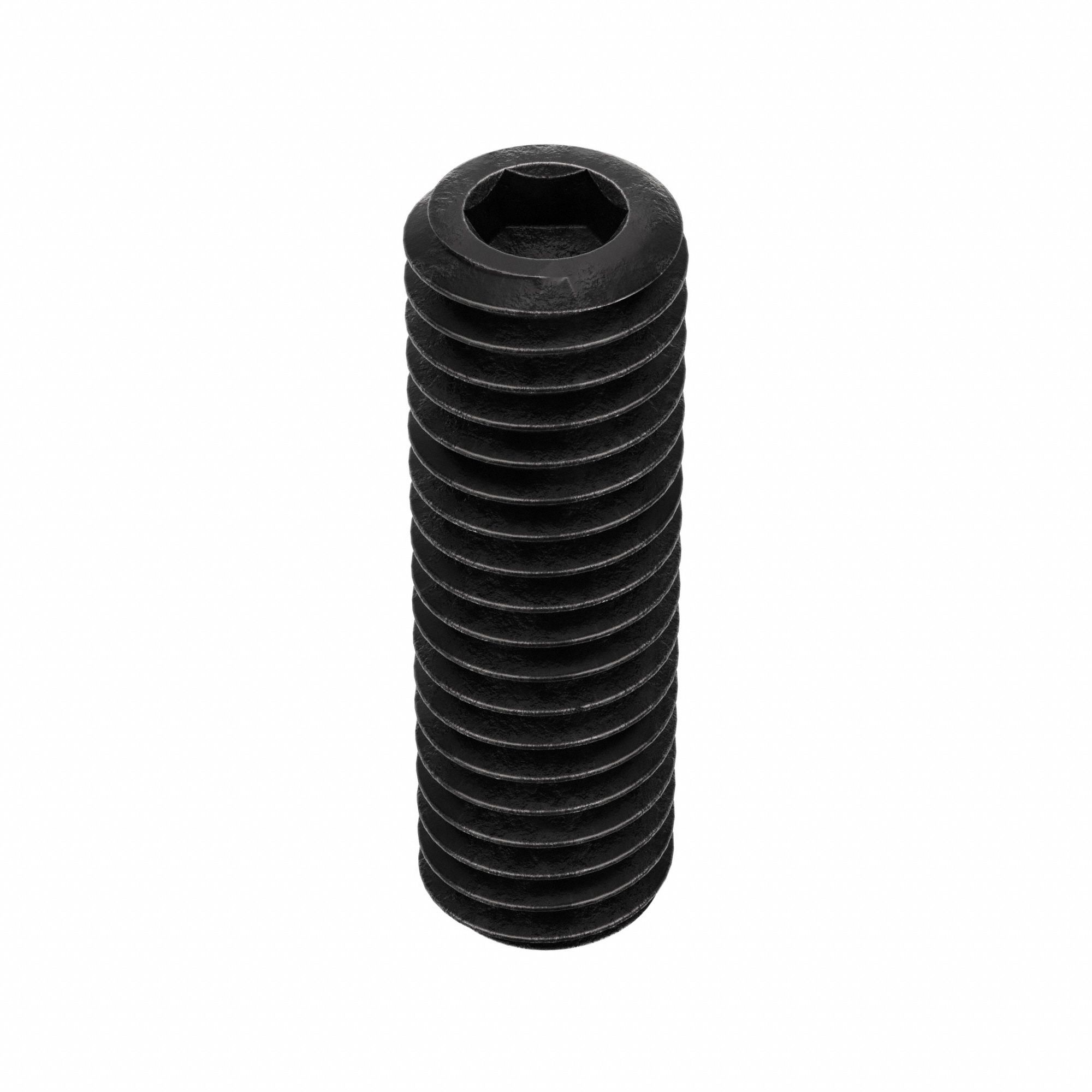 Socket Set Screw: 3/8"-16 Thread Size, 1 1/4 in Overall Lg, Cup pt, Alloy Steel, Black Oxide, 100 PK