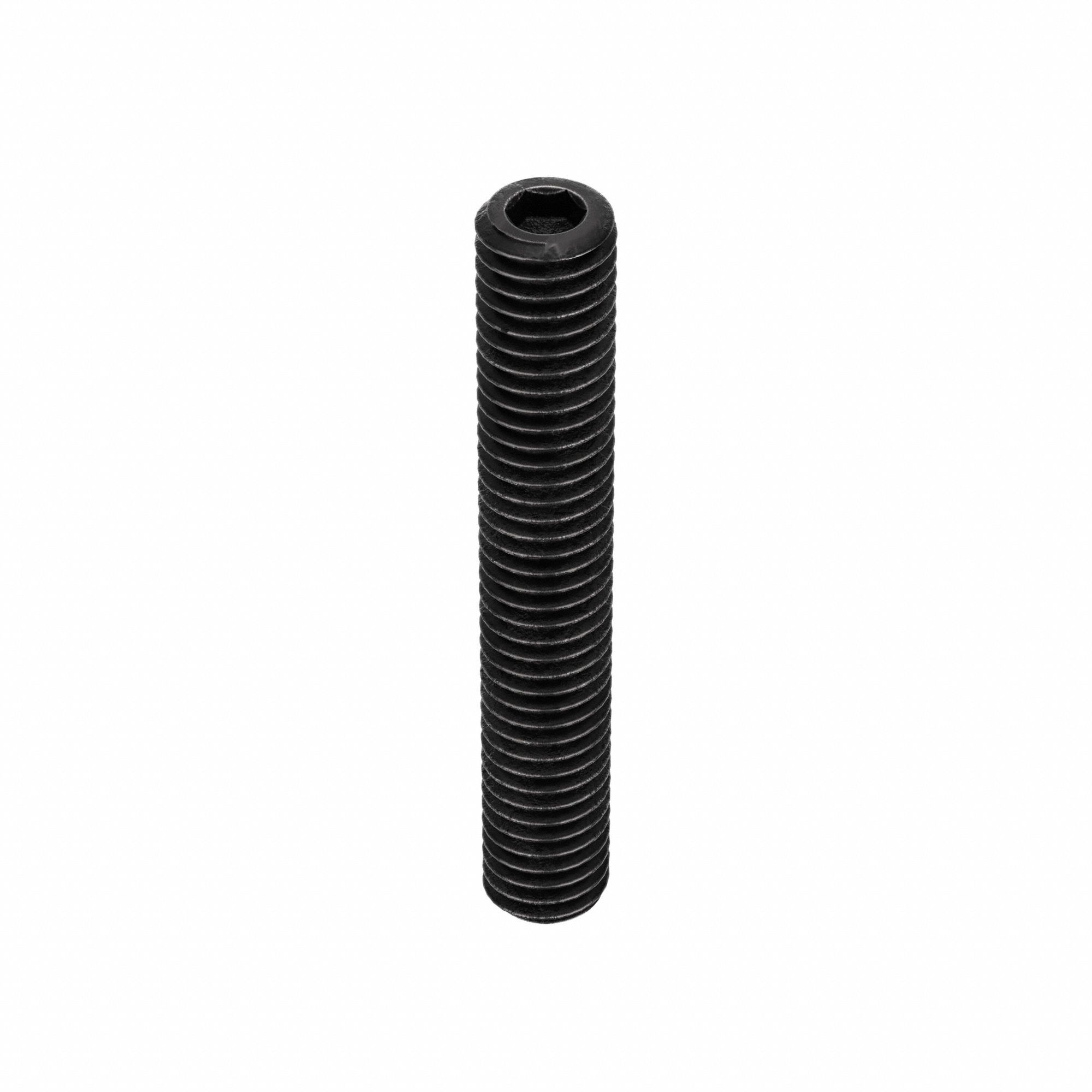 Socket Set Screw: 3/8"-16 Thread Size, 2 1/2 in Overall Lg, Cup pt, Alloy Steel, Black Oxide, 100 PK