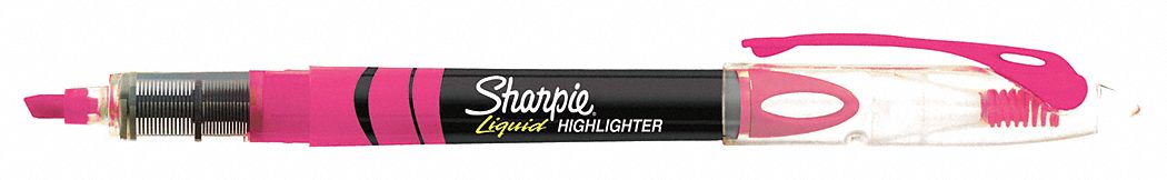 Highlighter: Pink, Chisel, Capped, Pen Style, Liquid, Non-Toxic, Cushion Not Included, 12 PK