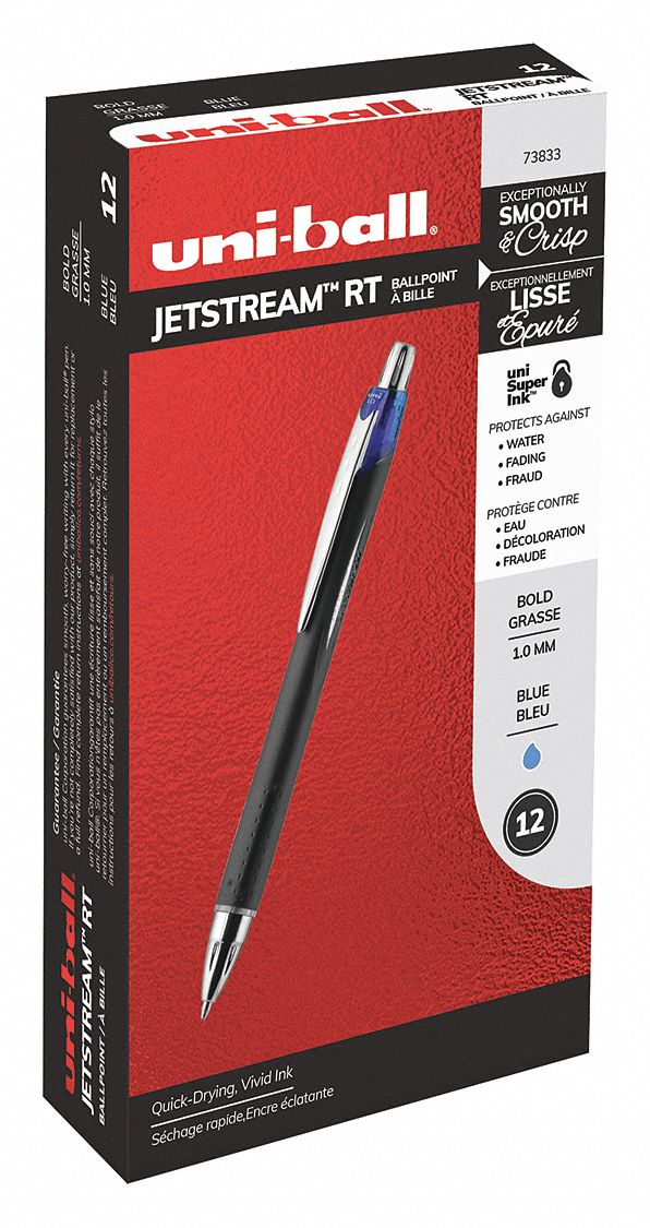 Pen: uniball™ JETSTREAM RT, Blue, 1 mm, Retractable, Blue, Textured Grip, Plastic, 12 PK