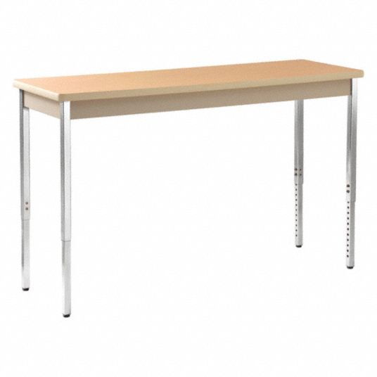 Adjustable Utility Table with Oak Tabletop and Putty Frame 60 in x 20 ...