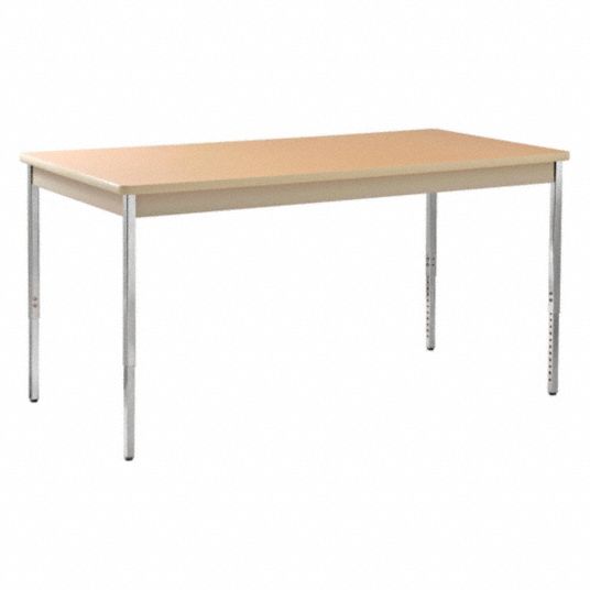 Adjustable Utility Table with Columbian Walnut Tabletop and Putty Frame