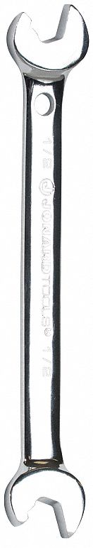 Open End Wrench: Alloy Steel, Chrome, 1/2 in Head Size, 6 1/2 in Overall Lg, Offset