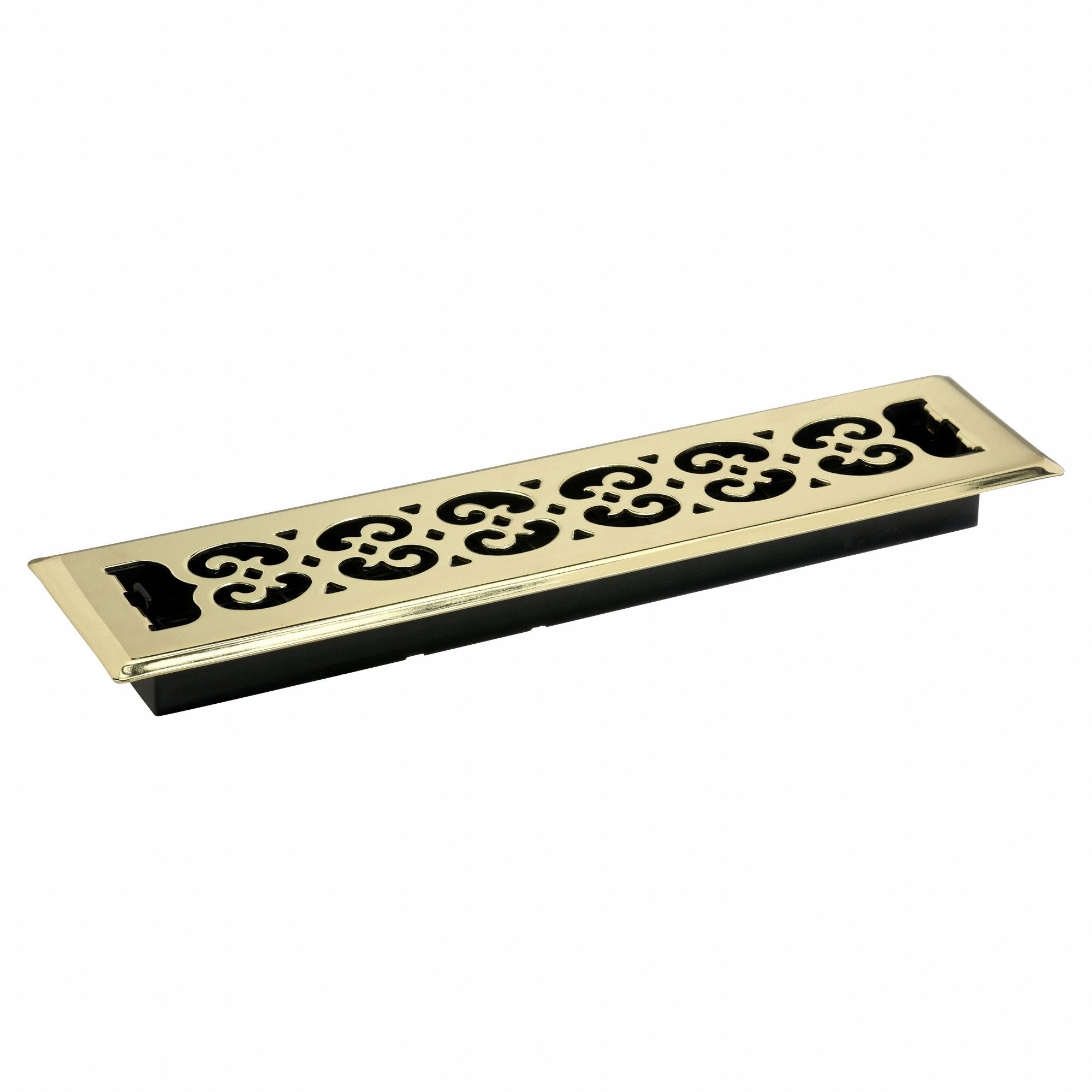 Floor Register: Floor, 15 1/2 in H, 3 3/4 in W, Decorative, Bright, Brass, Steel Grille, One-Way