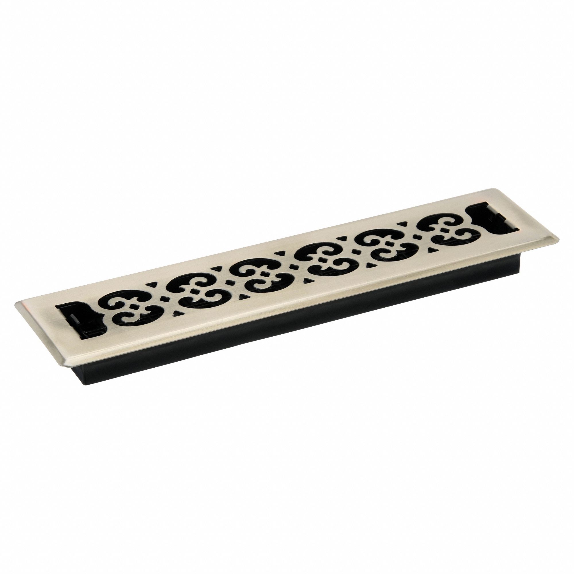 Floor Register: Floor, 15 1/2 in H, 3 3/4 in W, Decorative, Antiqued, Brass, Steel Grille, One-Way