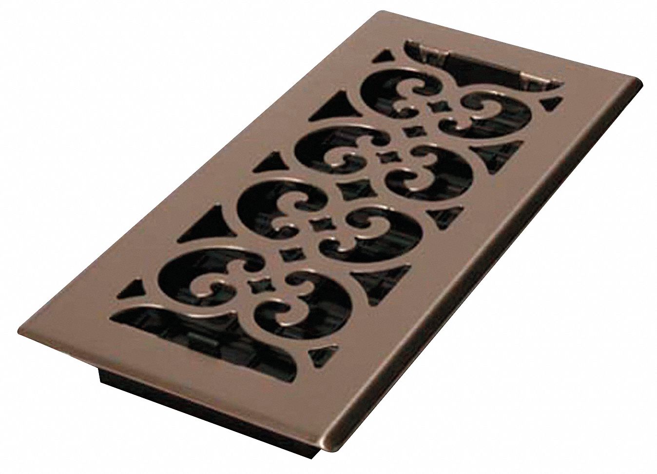 Floor Register: Floor, 9 1/2 in H, 5 1/2 in W, Decorative, Brushed, Nickel, Steel Grille, One-Way