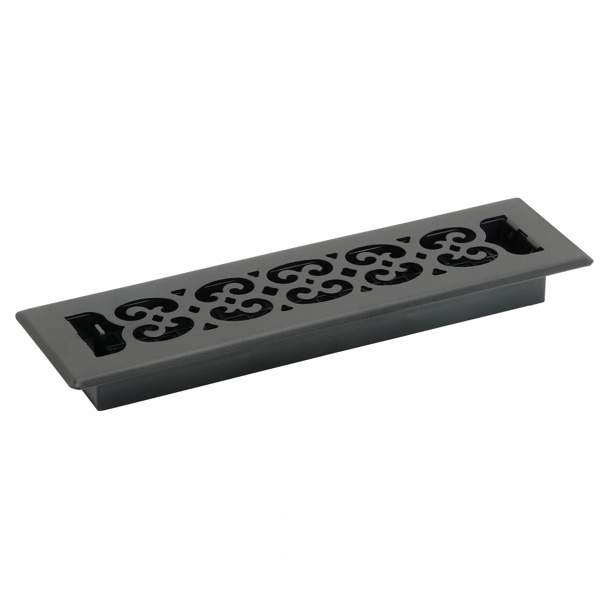 Floor Register: Floor, 13 1/2 in H, 3 3/4 in W, Decorative, Textured, Black, Steel Grille, One-Way