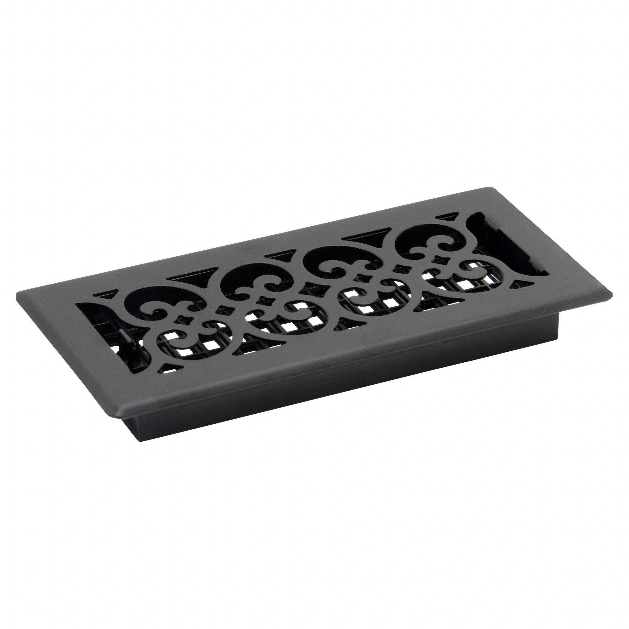 Floor Register: Floor, 11 1/2 in H, 5 1/2 in W, Decorative, Textured, Black, Steel Grille, One-Way