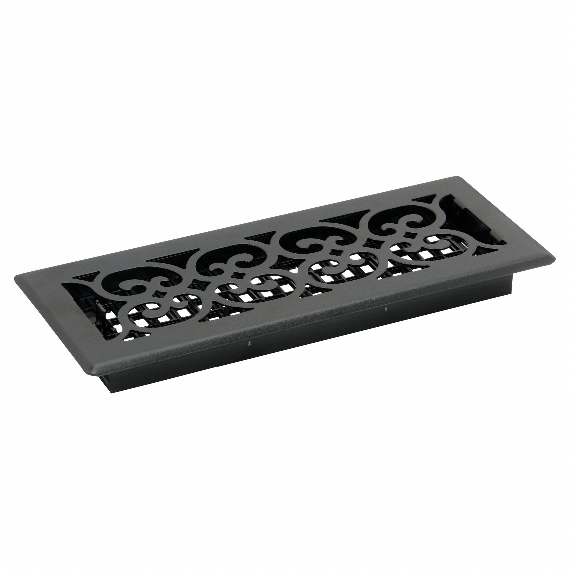 Floor Register: Floor, 13 1/2 in H, 5 1/2 in W, Decorative, Textured, Black, Steel Grille, One-Way