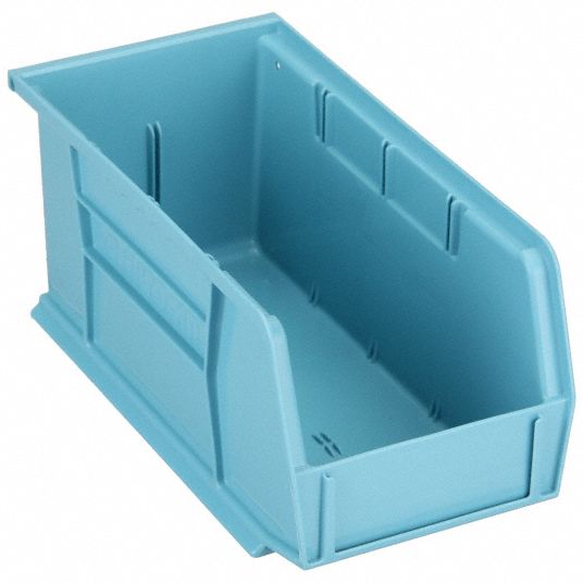 AKROMILS, 5 1/2 in x 10 7/8 in x 5 in, Light Blue, Hang and Stack Bin