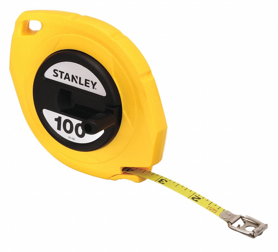 MSC Stanley 34-106 100' x 3/8 Yellow Blade Tape Measure 1/8 Graduation