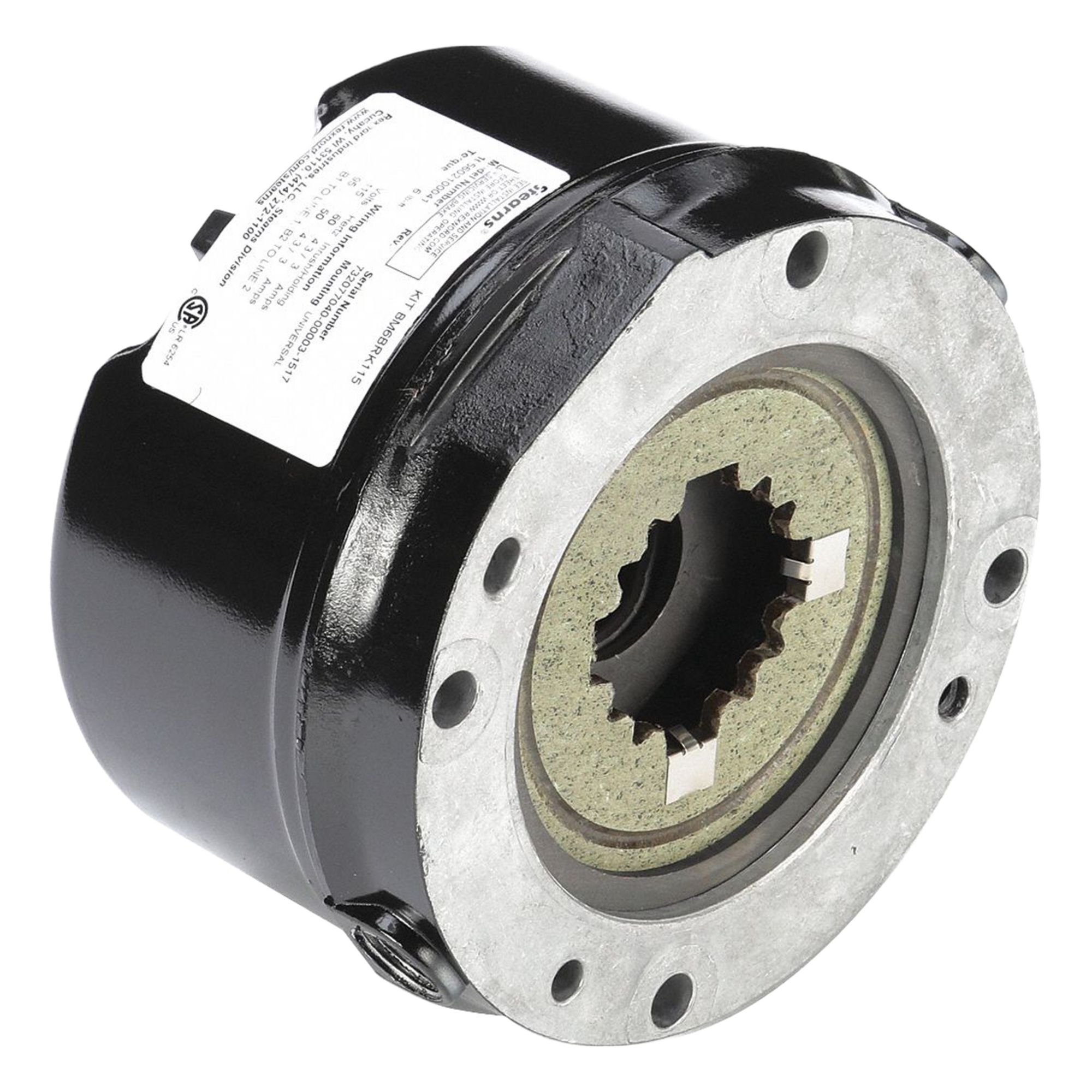 Motor Brake Kit: 6 lb-ft Static Torque, Single Phase, 115V AC, Black Max Motors