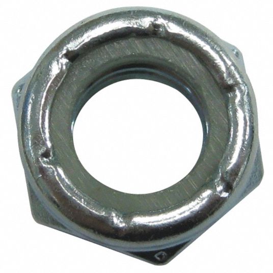 GRAINGER APPROVED 1/2"13 Nylon Insert Lock Nut, Zinc Plated Finish