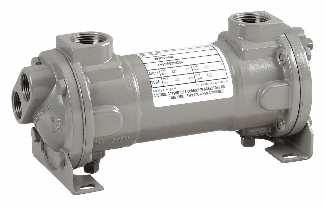 Shell and Tube Heat Exchanger, 316 Stainless Steel, Length (In.) 10.375