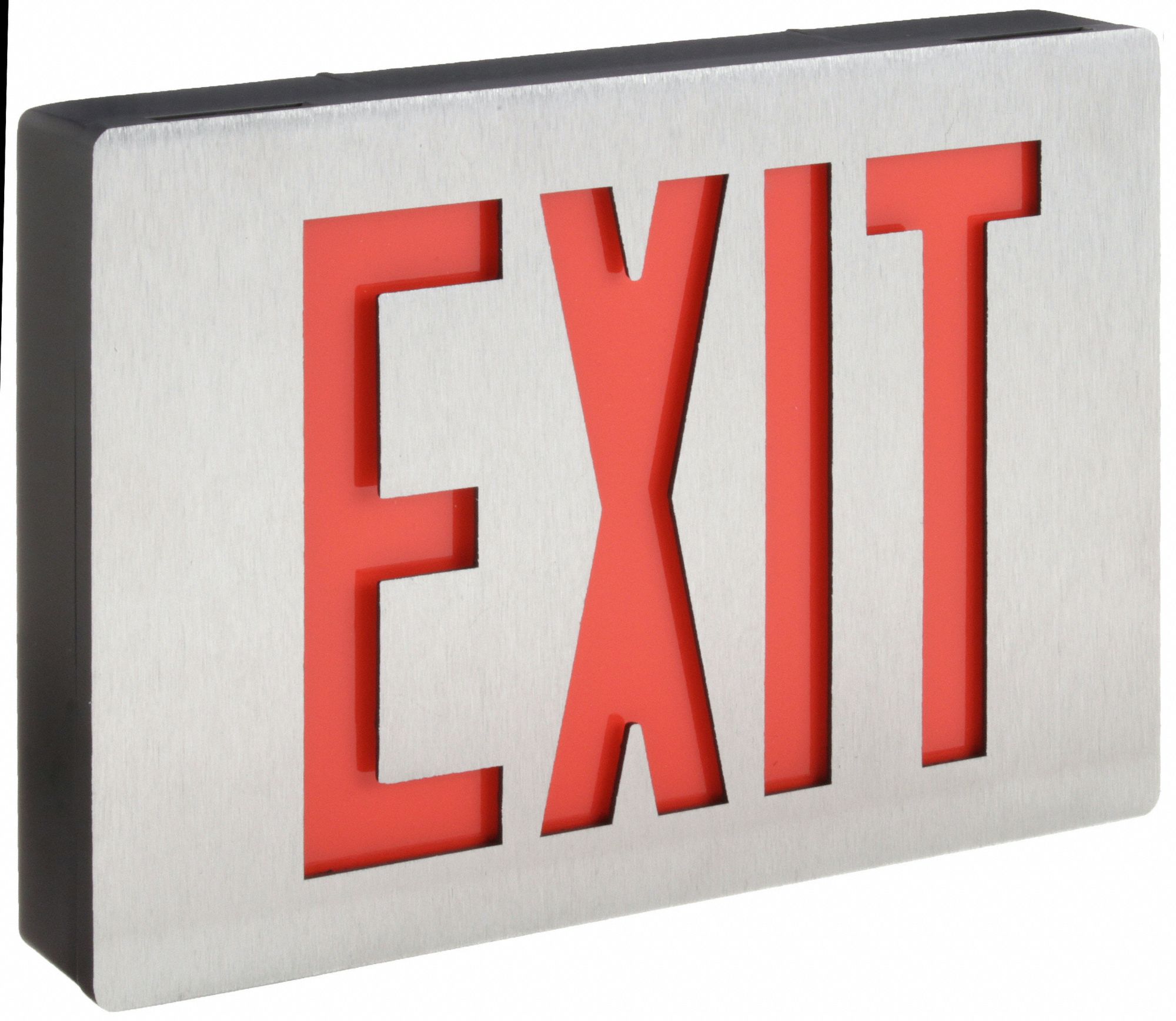 Exit Sign: Emergency Battery Backup, LED, Black, Red, 1 Faces, Ceiling, Nickel Cadmium, 120/277 V AC