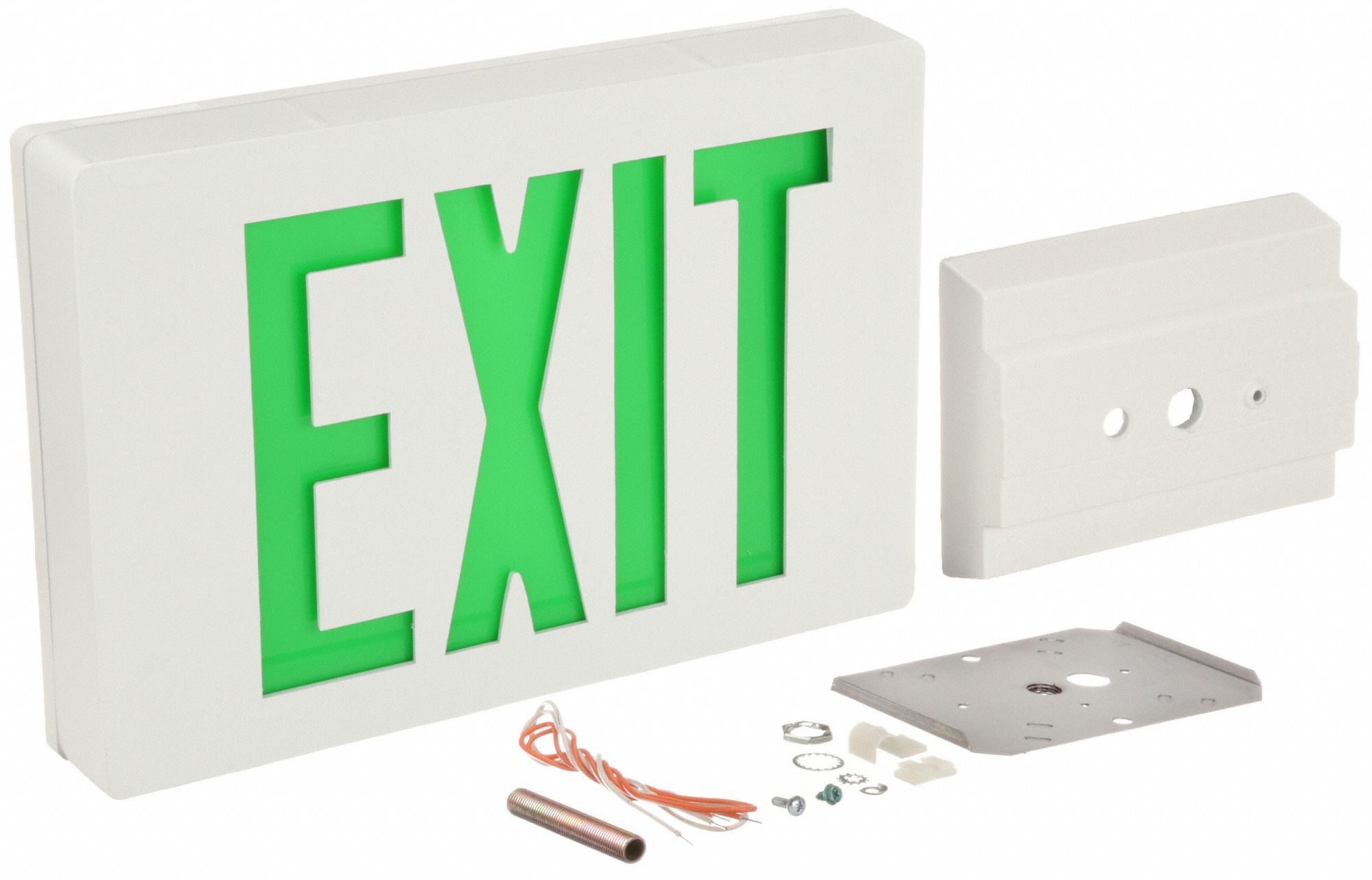 LITHONIA LIGHTING Exit Sign Emergency Battery Backup, LED, White, Green, 2 Faces, Ceiling