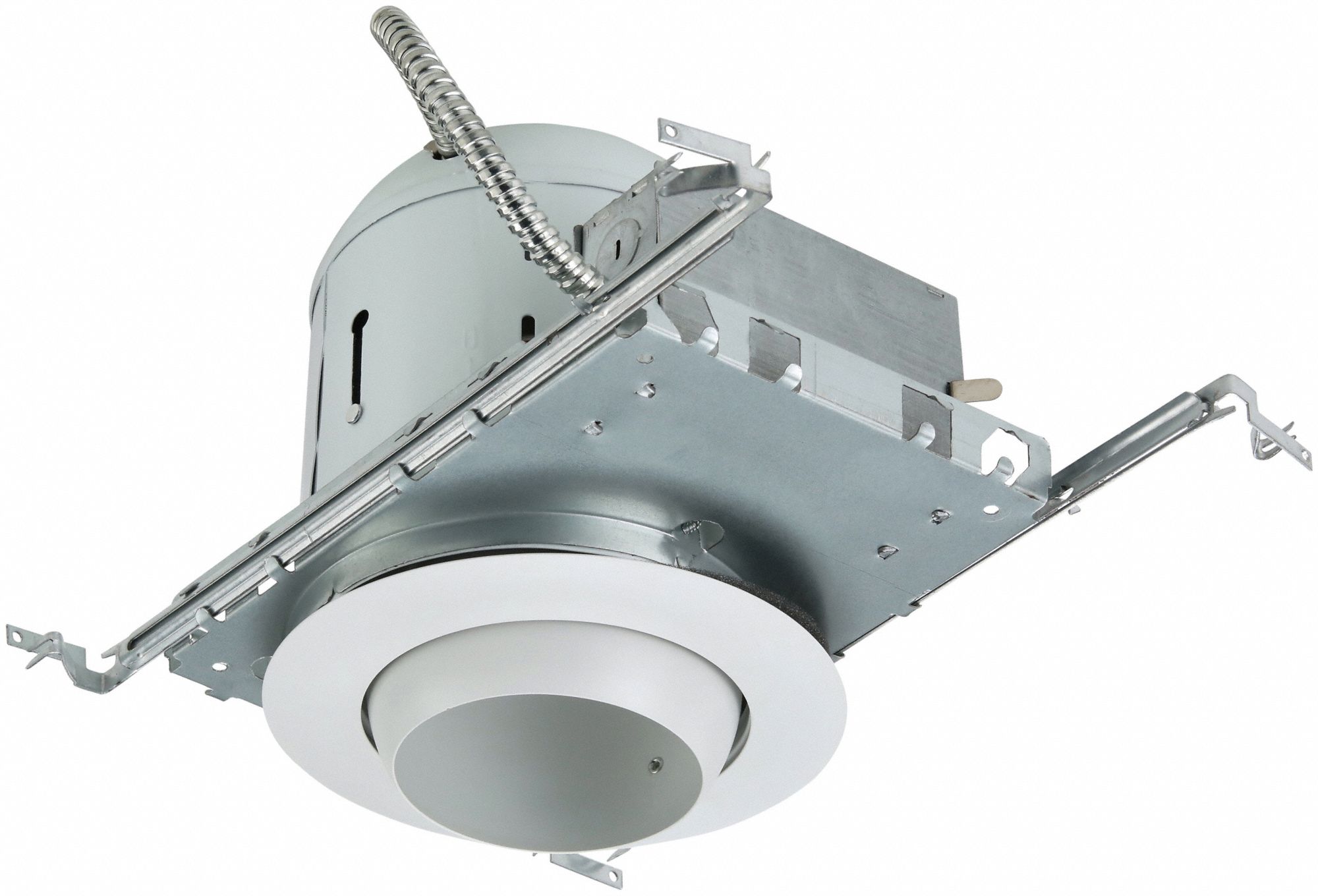 Recessed Down Light Kit: 6 in Dia, Incandescent, For Flat Ceiling, 65 W, 120V AC, Non-IC