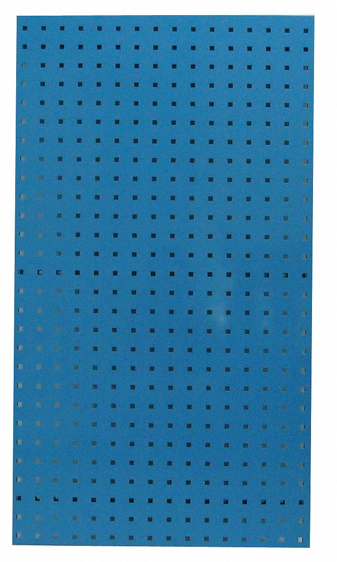 PEGBOARD PANEL, SQUARE, ⅜ IN PEG HOLE SIZE, 42 IN X 24 IN X ½ IN, STEEL, BLUE