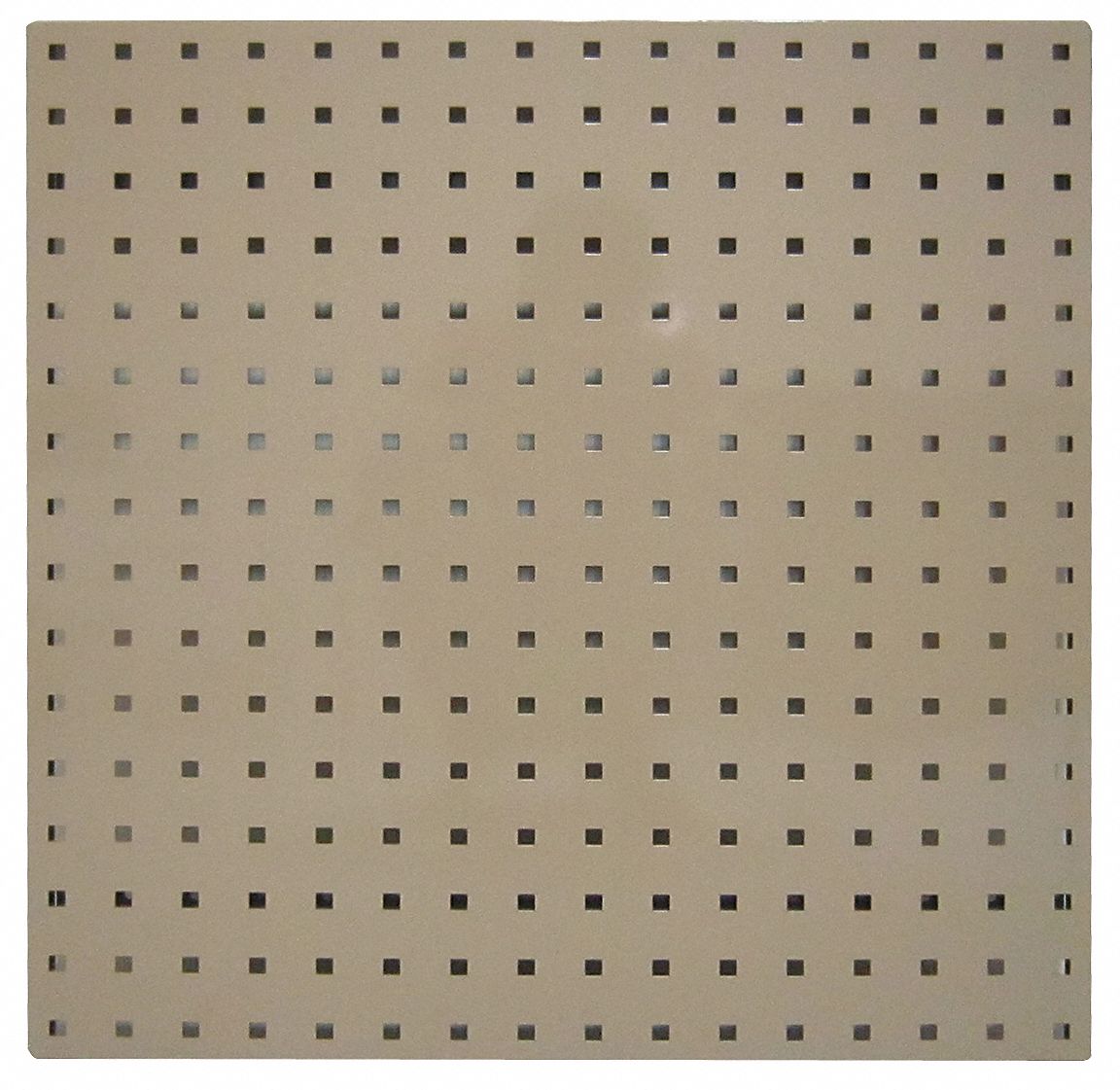 PEGBOARD PANEL, SQUARE, 9/32 IN PEG HOLE SIZE, 24 IN X 24 IN X ½ IN, STEEL, TAN