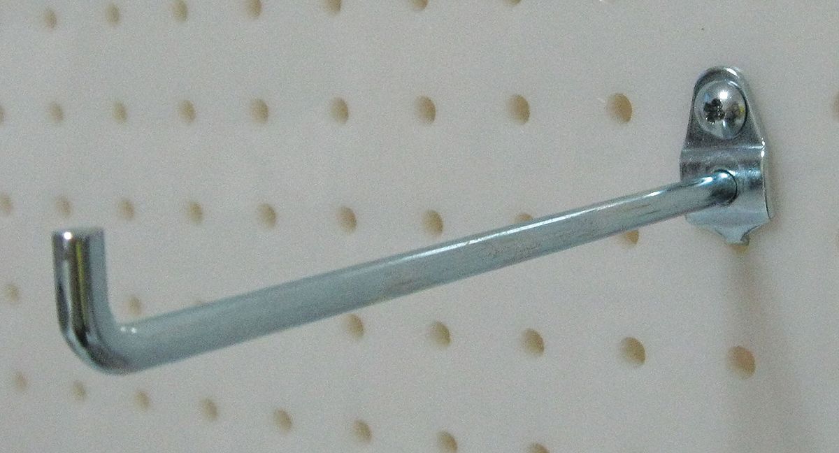 GRAINGER APPROVED Single Rod Pegboard Hook 1/4 in Peg Hole, For 1 in