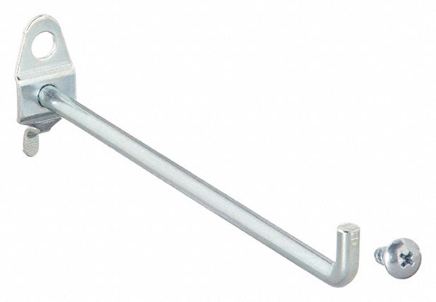 SINGLE ROD PEGBOARD HOOK, ¼ IN PEG HOLE, FOR 1 IN PEGBOARD HOLE SPACING, 10 PK