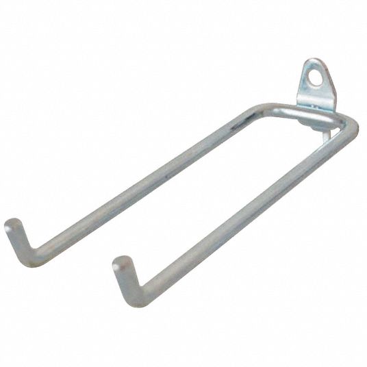 GRAINGER APPROVED Double Rod Pegboard Hook 1/4 in Peg Hole, For 1 in
