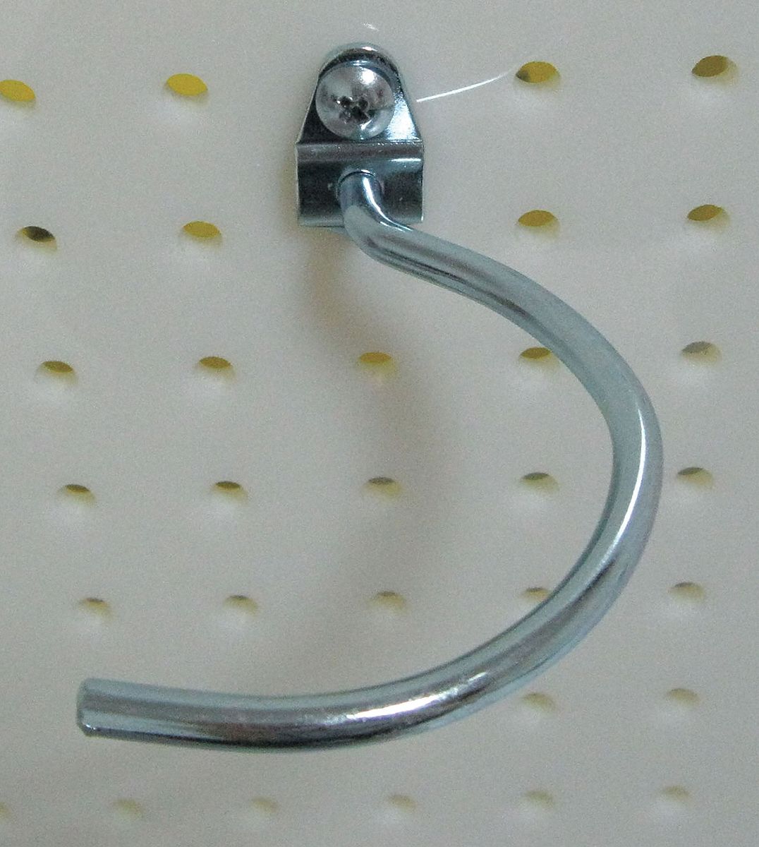 GRAINGER APPROVED Steel Curved Pegboard Hook, Screw In Mounting Type, Silver, Finish Bright