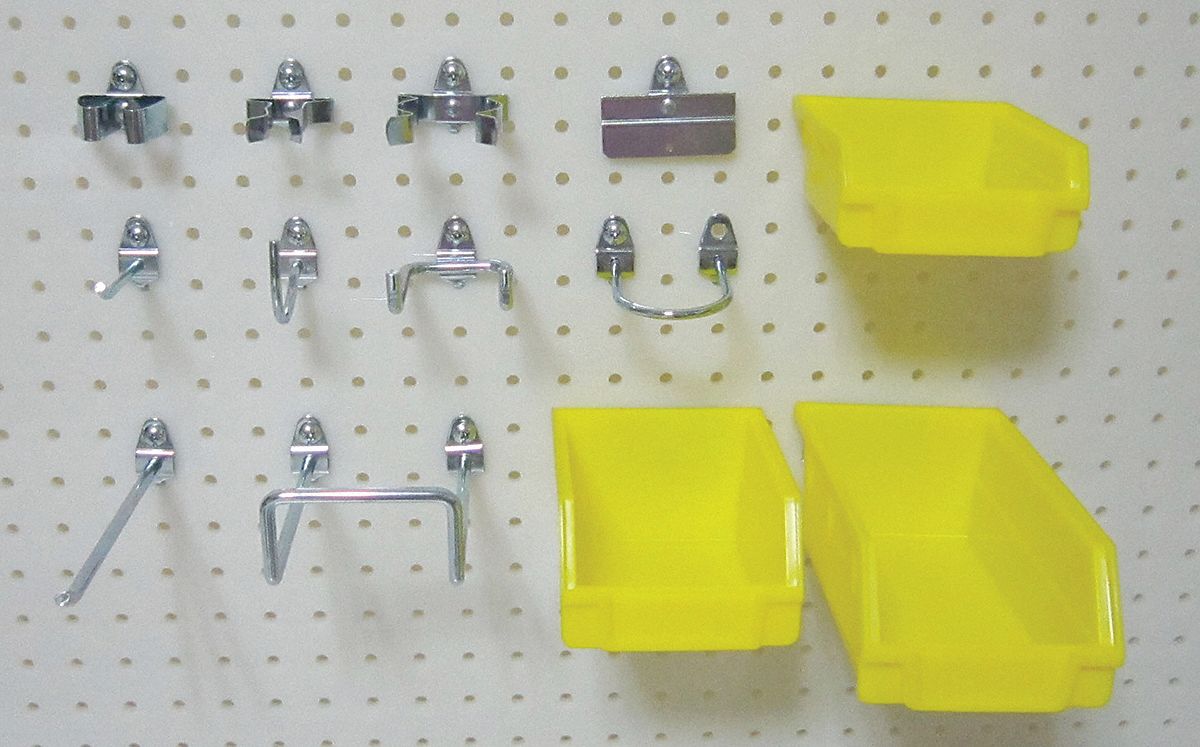 PEGBOARD HOOK ASSORTMENT KIT, 9/32 IN PEG HOLE, FOR 1 IN PEGBOARD HOLE SPACING