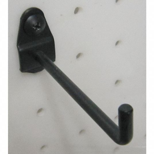 GRAINGER APPROVED Steel Single Rod Pegboard Hook, Screw In Mounting Type, Black 5TPG15TPG1