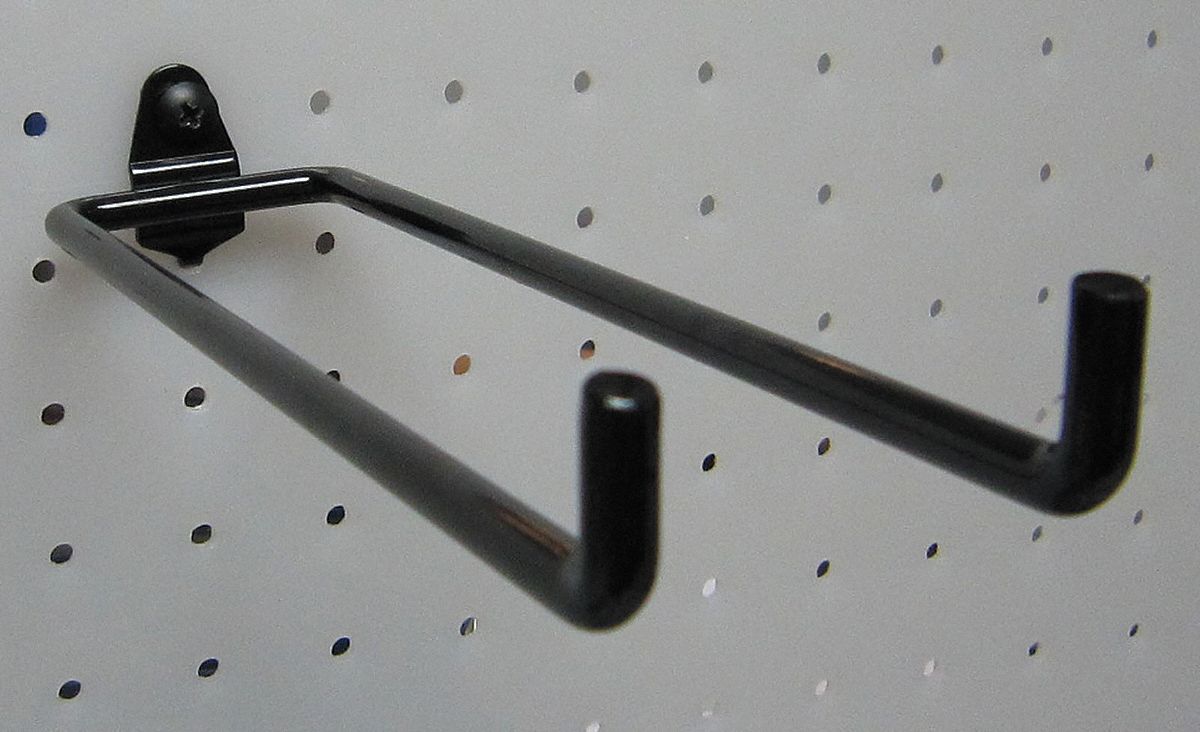 GRAINGER APPROVED Double Rod Pegboard Hook 1/4 in Peg Hole, For 1 in