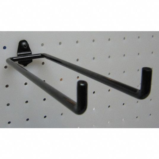 GRAINGER APPROVED Steel Double Rod Pegboard Hook, Screw In Mounting Type, Black 5TPG85TPG8