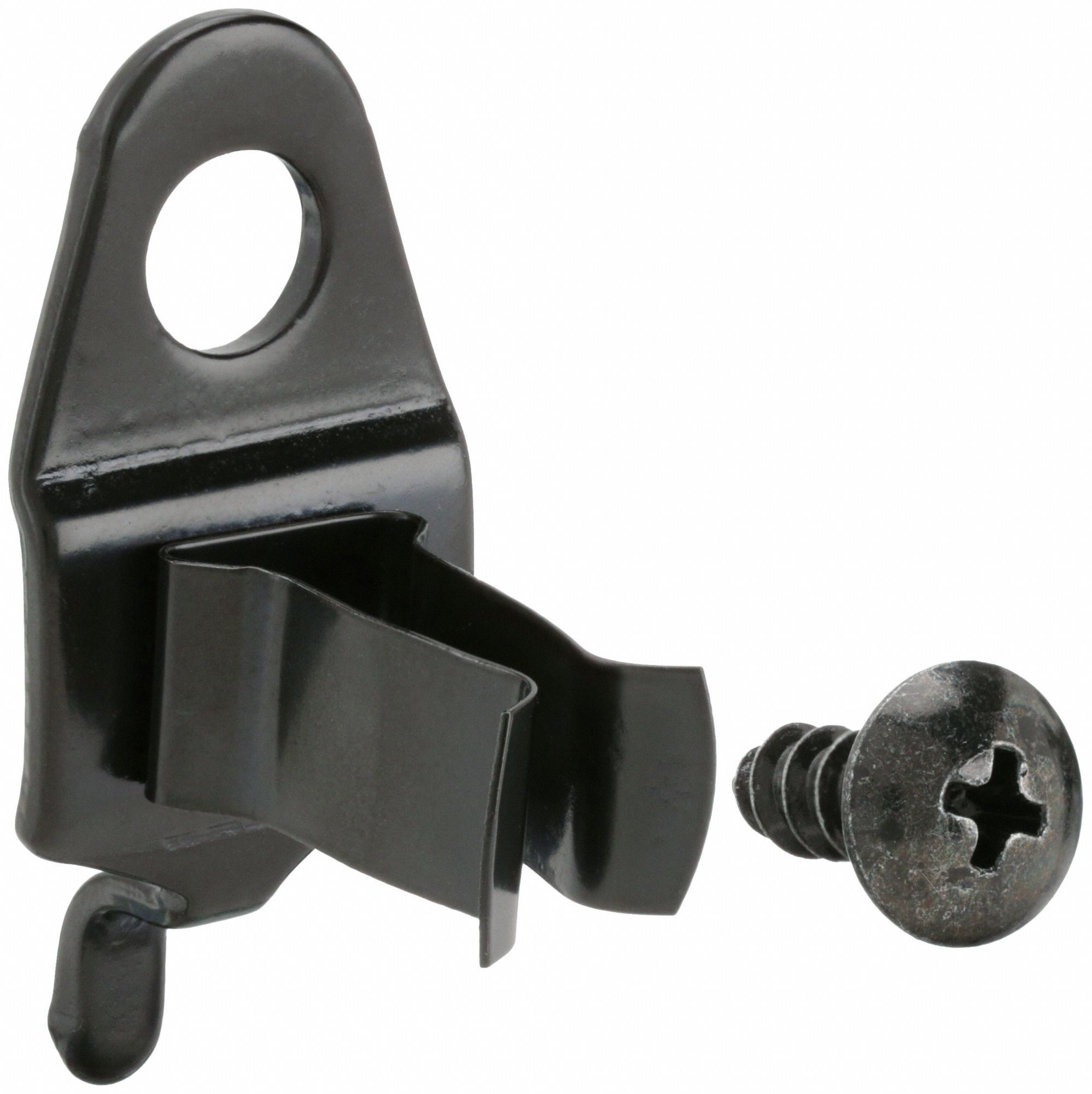 EXTENDED SPRING CLIP, ¼ IN PEG HOLE, FOR 1 IN PEGBOARD HOLE SPACING, BLACK, 10 PK