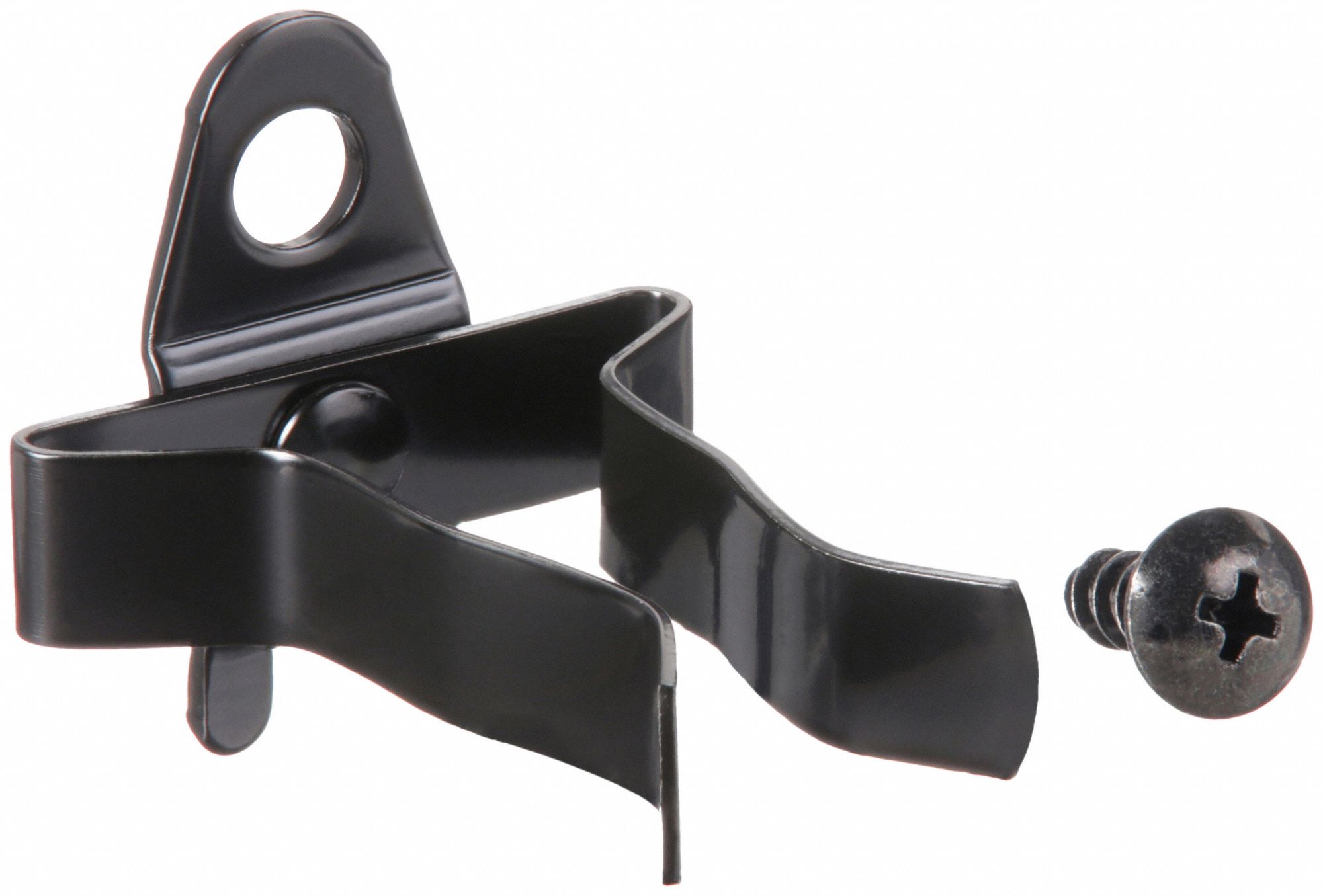 EXTENDED SPRING CLIP, ¼ IN PEG HOLE, FOR 1 IN PEGBOARD HOLE SPACING, BLACK, 10 PK