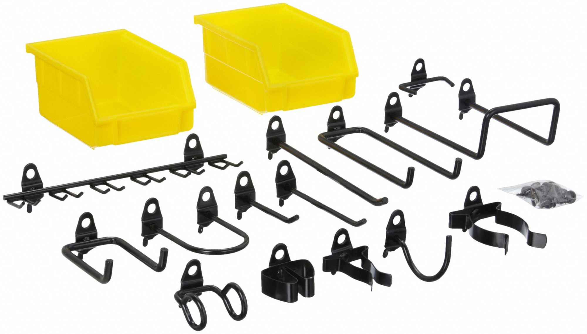 PEGBOARD HOOK ASSORTMENT KIT, ¼ IN PEG HOLE, FOR 1 IN PEGBOARD HOLE SPACING, BLACK