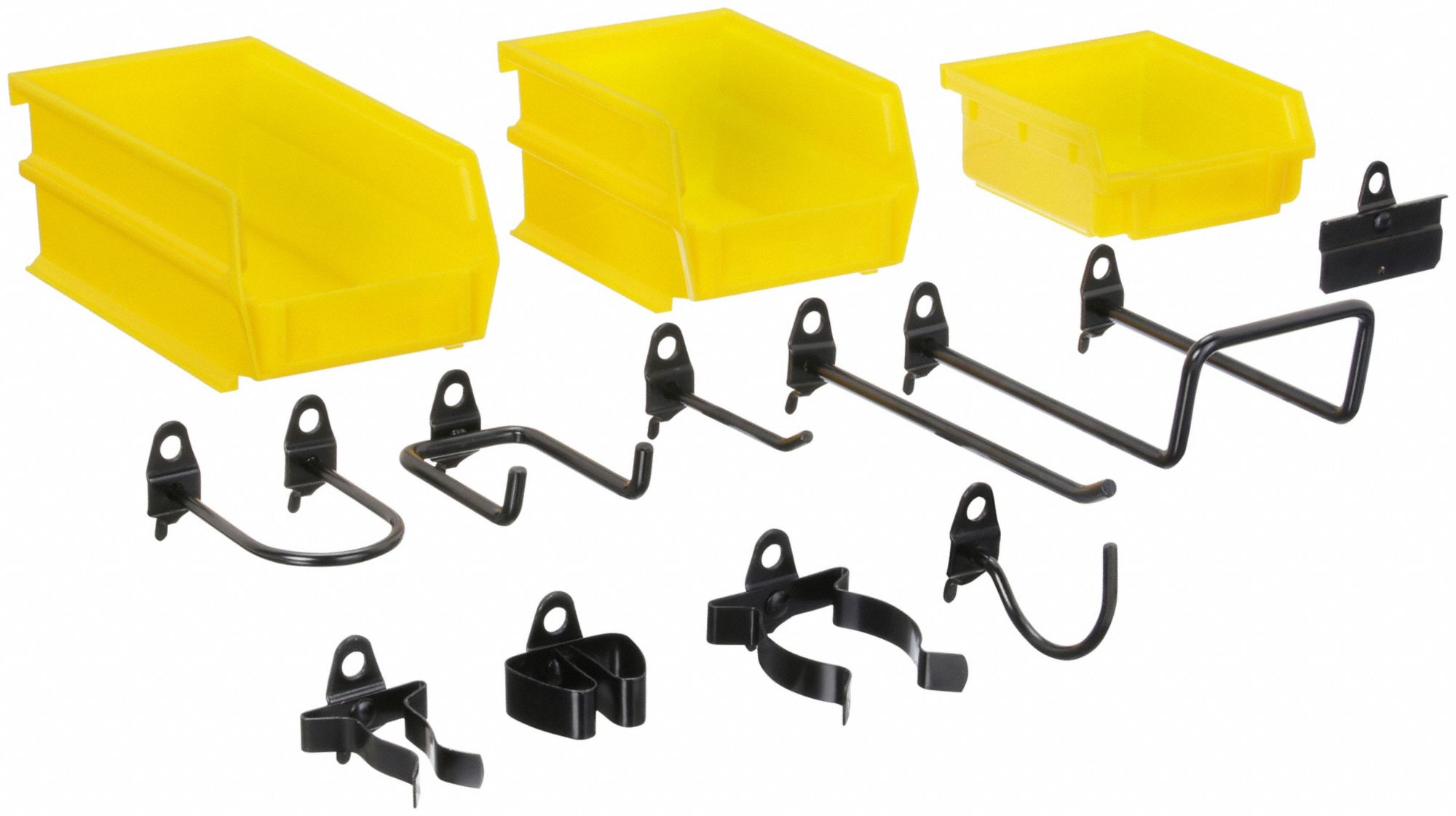 PEGBOARD HOOK ASSORTMENT KIT, ¼ IN PEG HOLE, FOR 1 IN PEGBOARD HOLE SPACING, BLACK