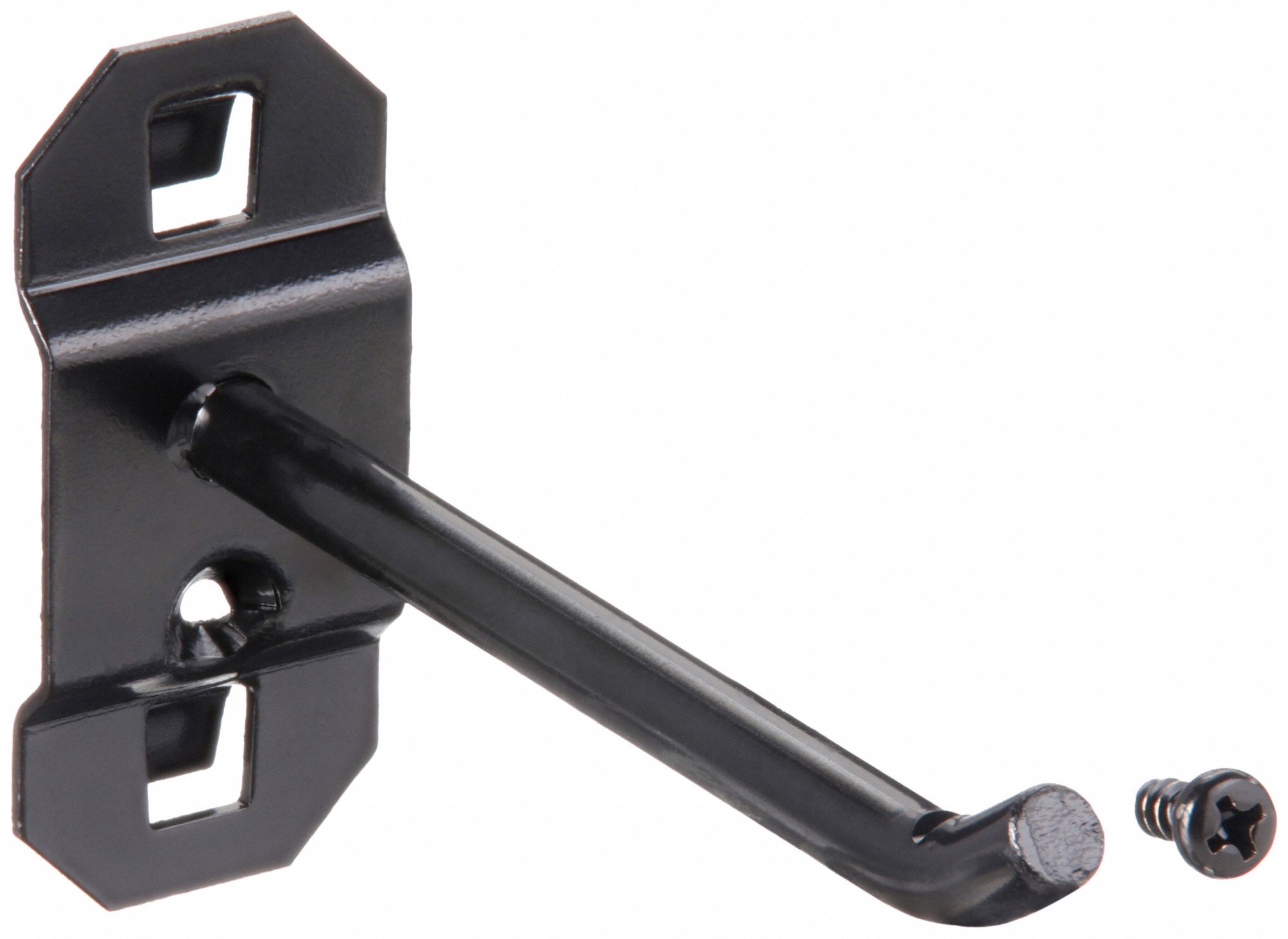 SINGLE ROD PEGBOARD HOOK, 3½ IN X 1 IN, SCREW-IN, SURFACE, BLACK, 5 PK