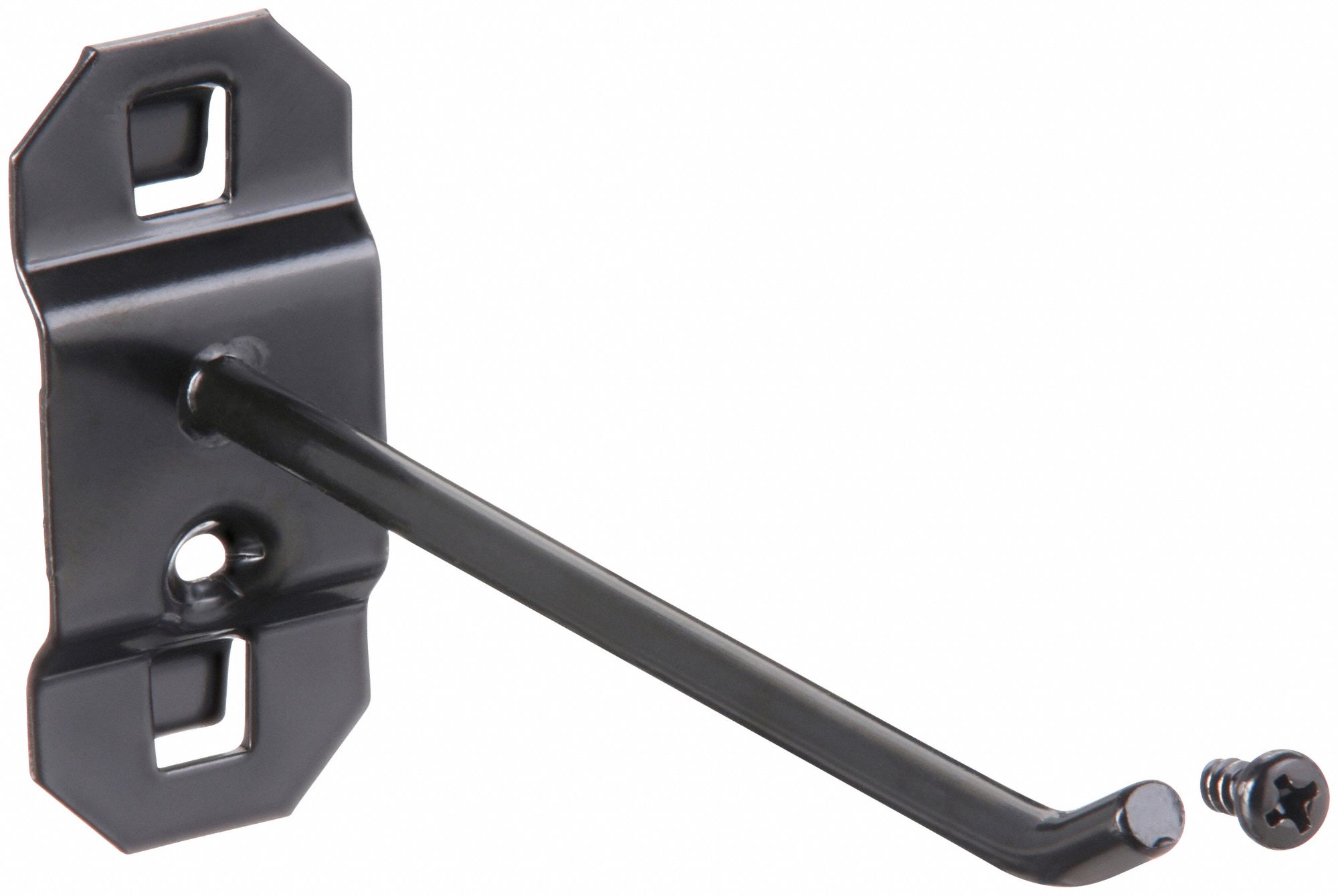 SINGLE ROD PEGBOARD HOOK, 4½ IN X 1 IN, SCREW-IN, SURFACE, BLACK, 5 PK