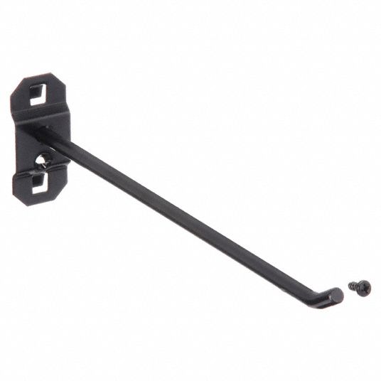 8 1/2 in x 1 in, Screw-In, Single Rod Pegboard Hook - 6YB92