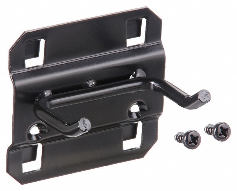 DOUBLE ROD PEGBOARD HOOK, 1½ IN X 2¼ IN, SCREW-IN, SURFACE, BLACK, 5 PK