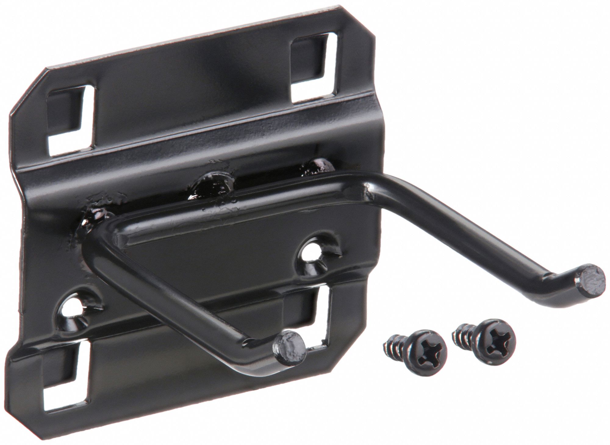 DOUBLE ROD PEGBOARD HOOK, 2½ IN X 2¼ IN, SCREW-IN, SURFACE, BLACK, 5 PK