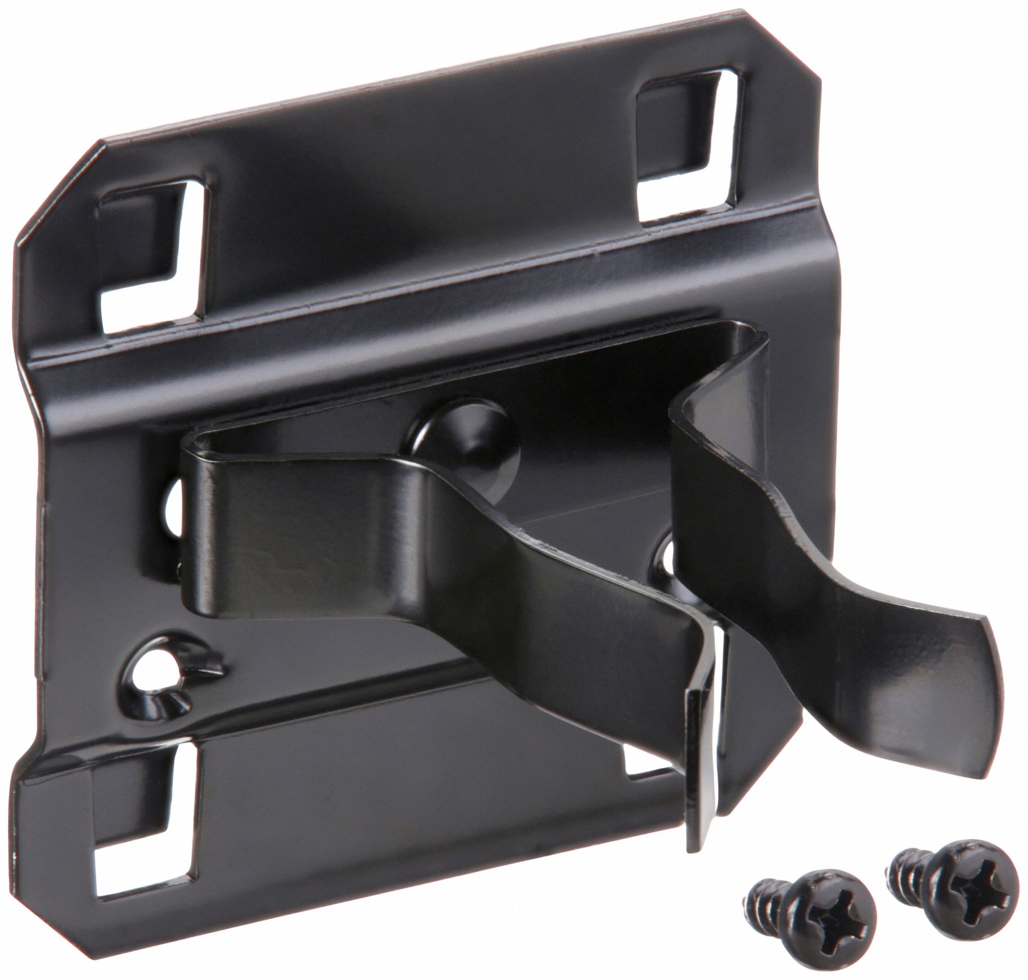 EXTENDED SPRING CLIP, 2½ IN X 2¼ IN, SCREW-IN, SURFACE, BLACK, 5 PK