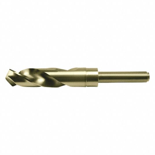 WESTWARD Reduced Shank Drill Bit, 45/64 in, 118 °, Cobalt, Straw/Bronze