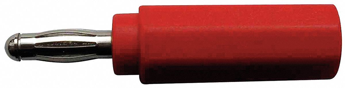 Banana Jack to Plug Adapter: 20 A Max Current, Red, 5TWZ1