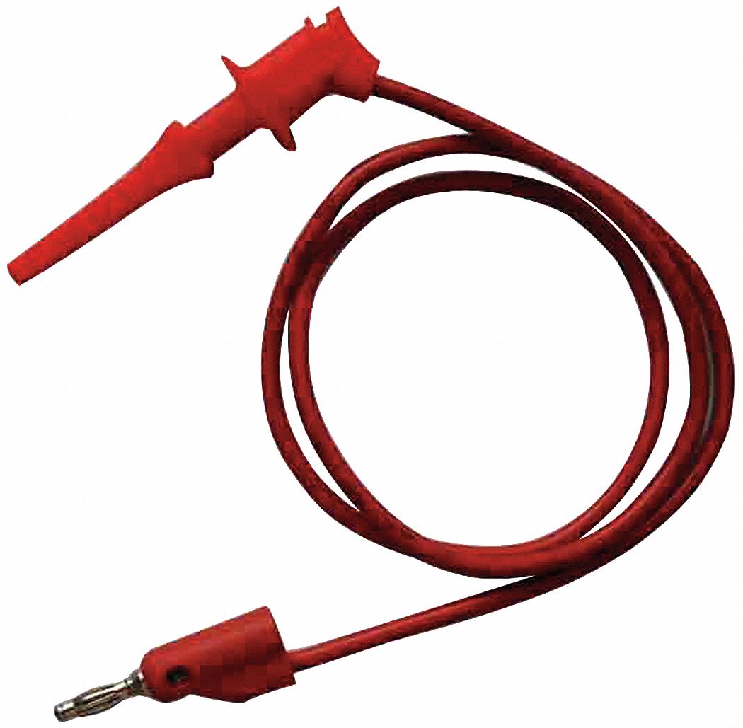 GRAINGER APPROVED Test Lead, Clip to Banana Plug, 60 In, Red 5TXE4